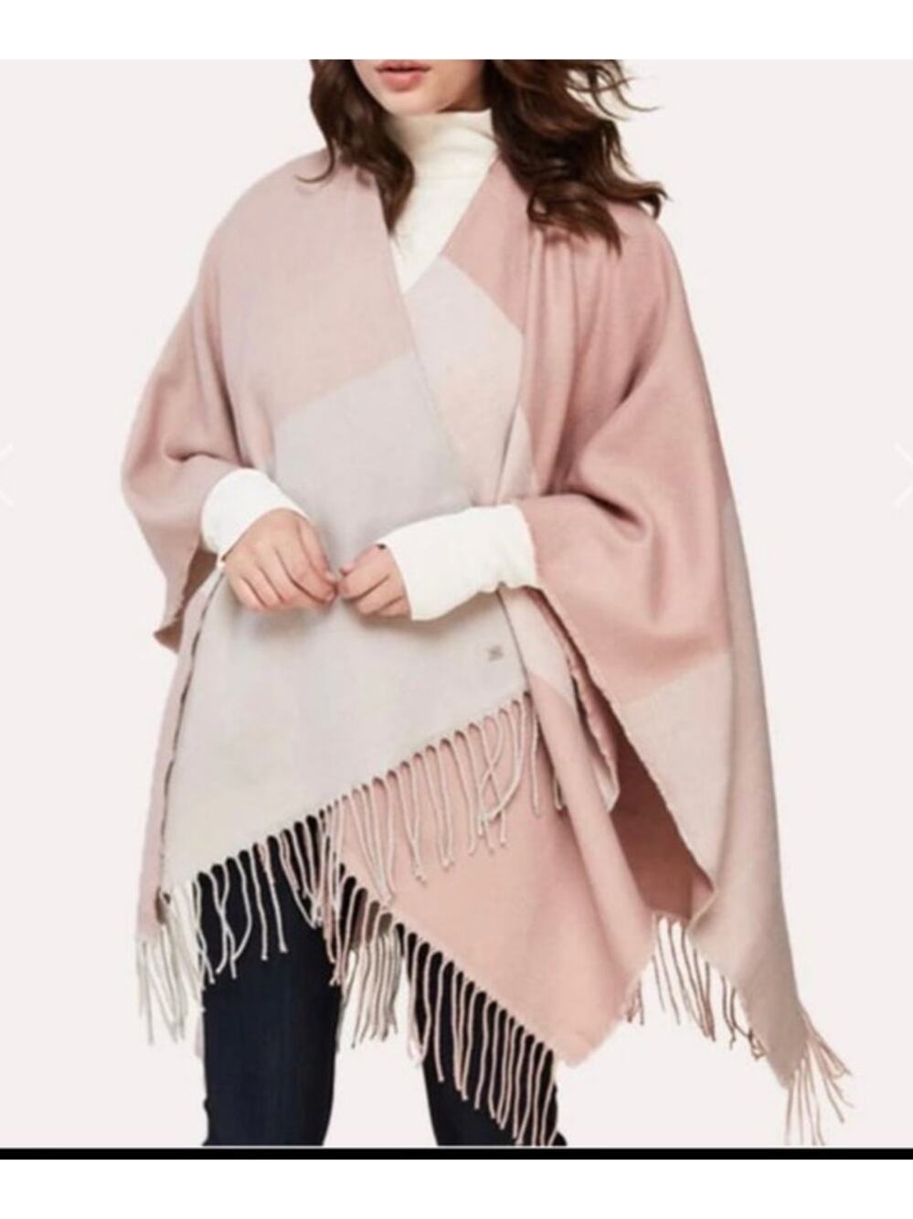 SOIA & KYO Woven Scarfigan with Fringe Cape Shawl